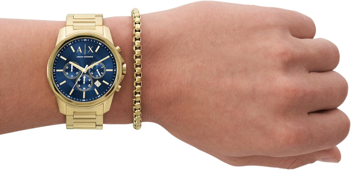 A|X Armani Exchange Reloj de vestir cronógrafo para hombre con correa de acero inoxidable, silicona o cuero