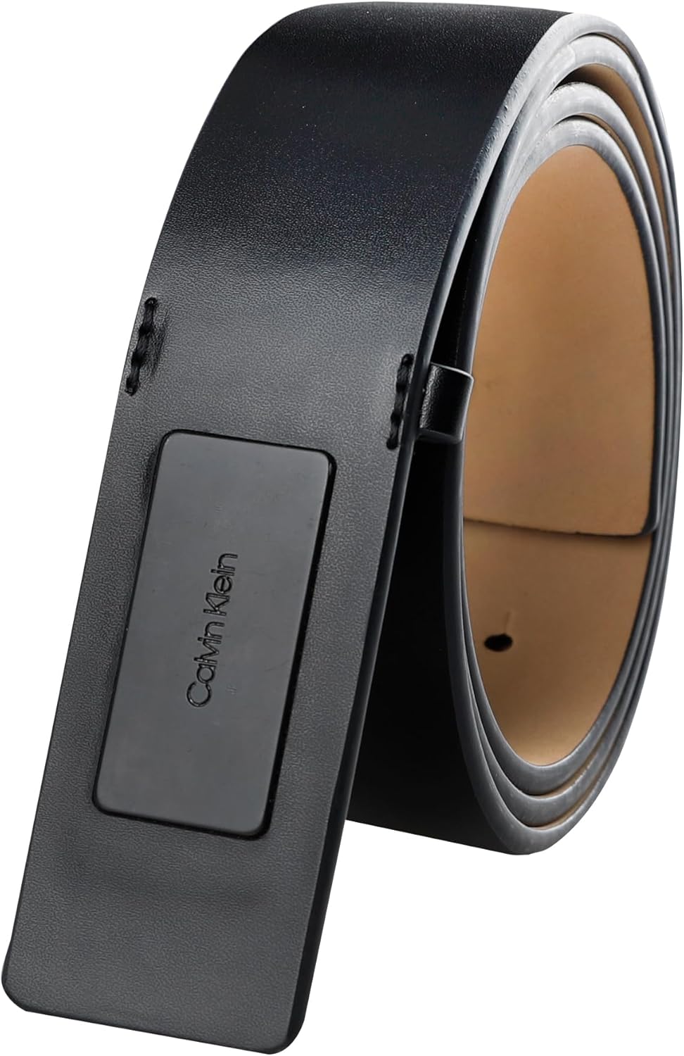 Calvin Klein Cinturón con hebilla de placa moderna y detalle de log...