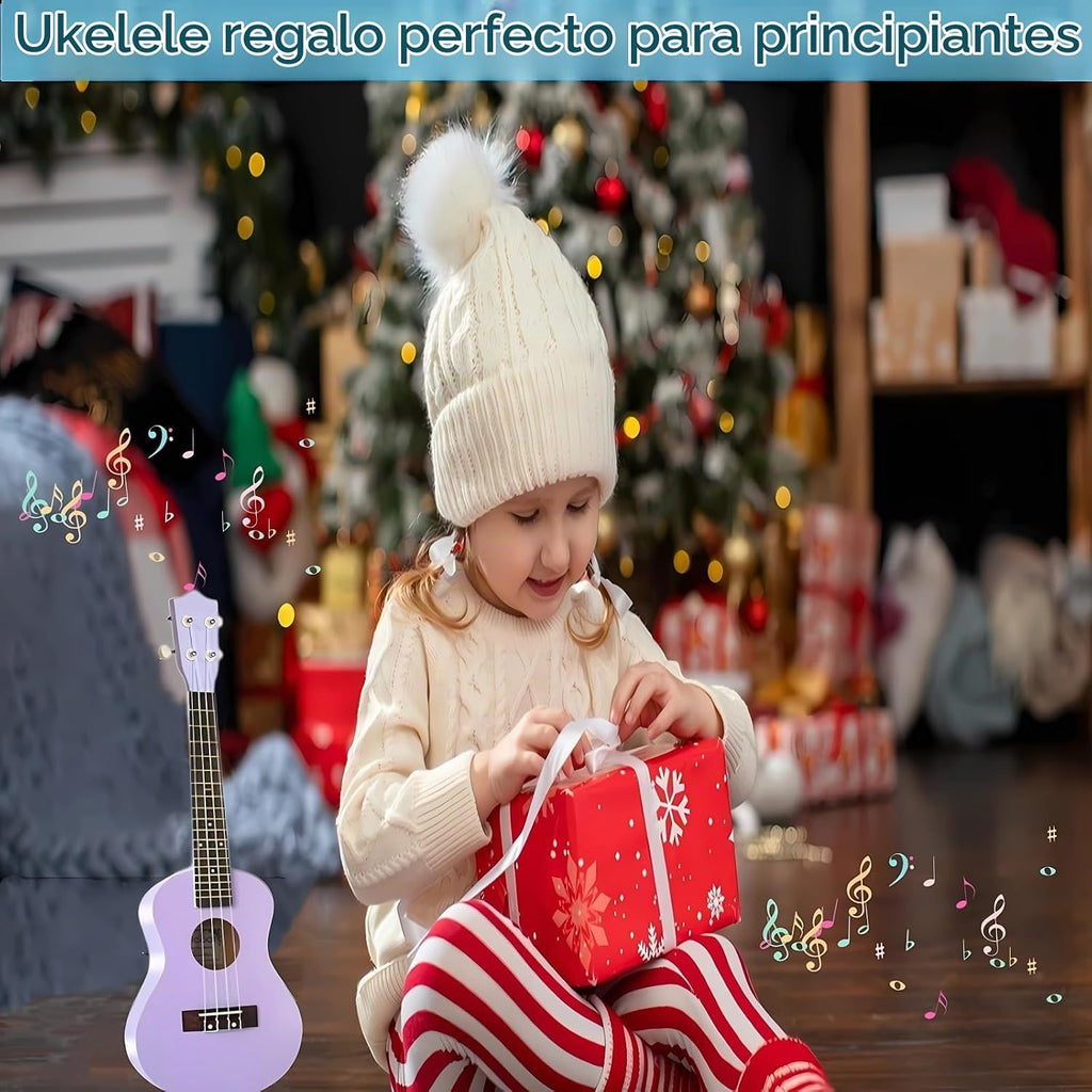 Ukelele de guitarra acústica de fibra de carbono de 21 pulgadas, instrumentos musicales (morado)