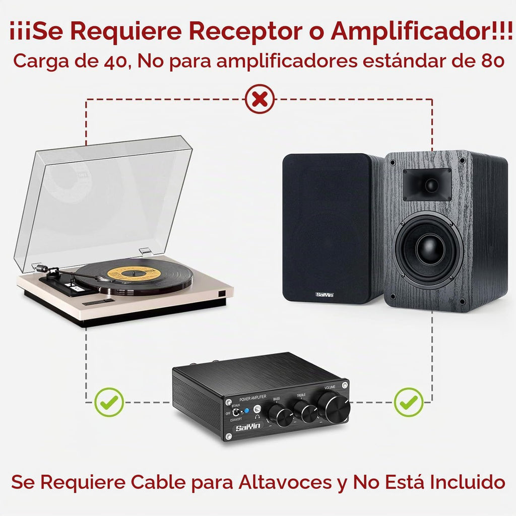 Saiyin - Altavoz pasivo Woofer de 5 pulgadas, 40 W x 2, tweeter de cúpula de seda de 0.787 in, 4 ohmios