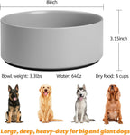 Cuencos grandes para perros, cuenco de cerámica pesada antideslizante para alimentos y agua con base de silicona, cuenco de alimentación de mascotas de 8 pulgadas para perros pequeños