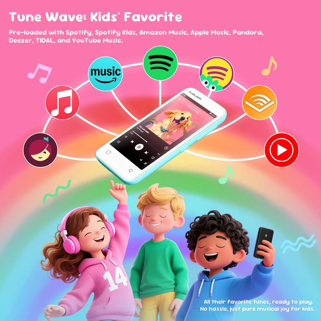Globluum Reproductor MP3 de 80 GB para niños, controles parentales,...