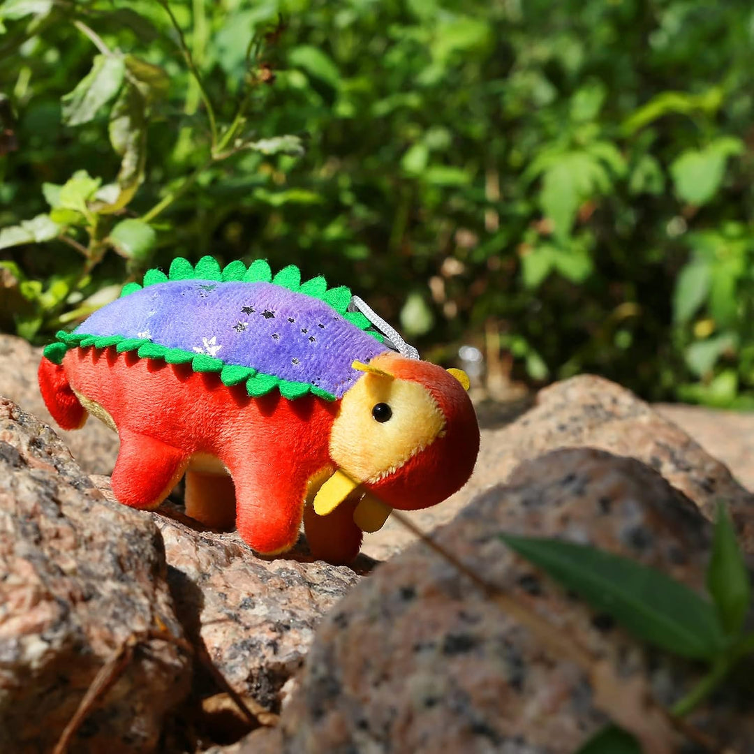 Juego de peluche de dinosaurio (paquete de 16), mini llavero de ani...