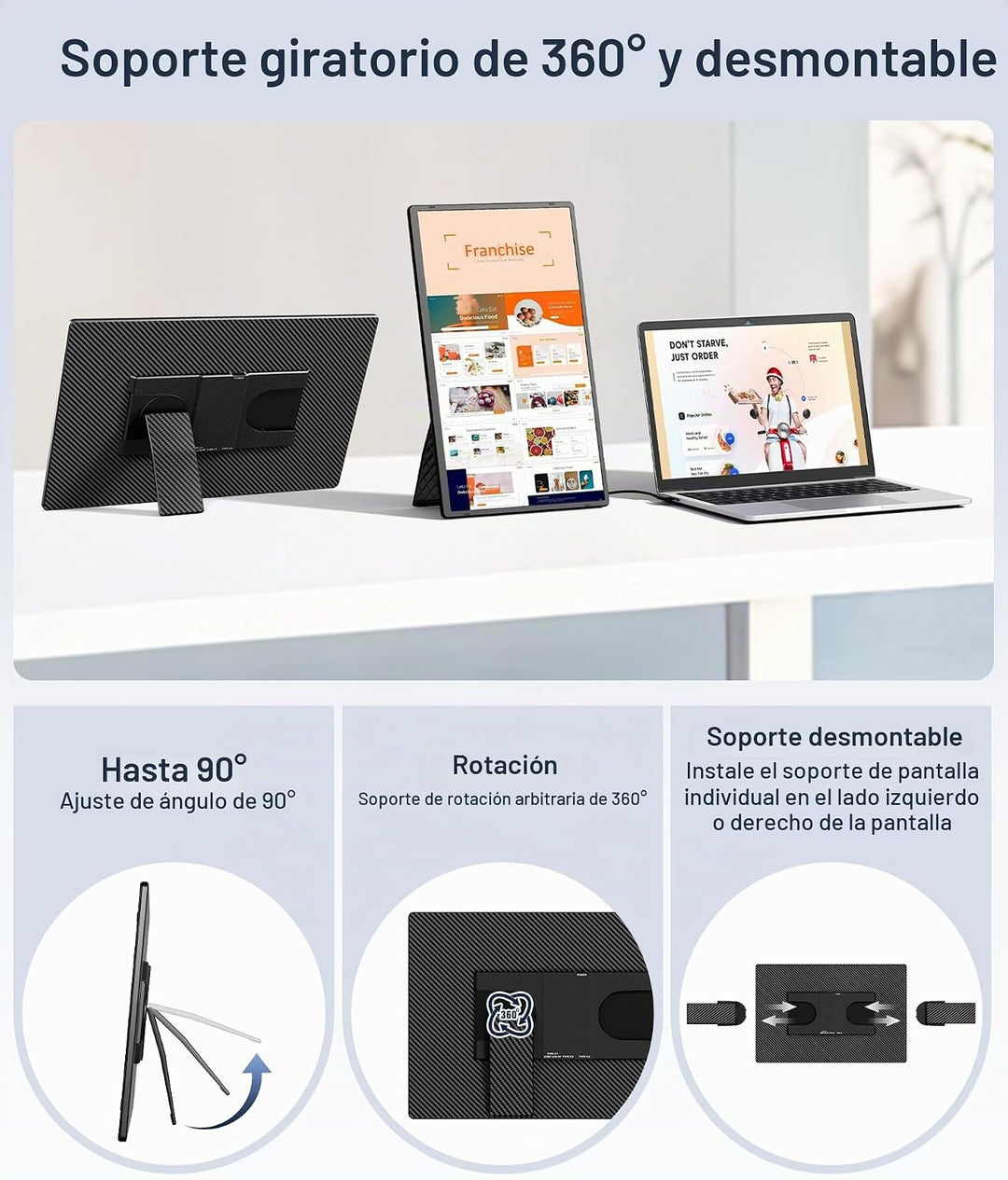 Wixzet Monitor portátil de 16.1 pulgadas, extensor de pantalla para...