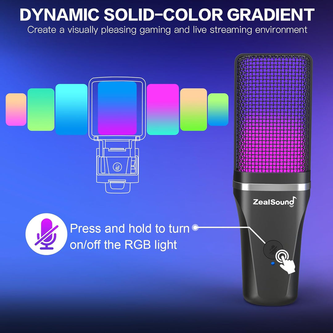 ZealSound Micrófono USB para juegos para PC, micrófono de computado...