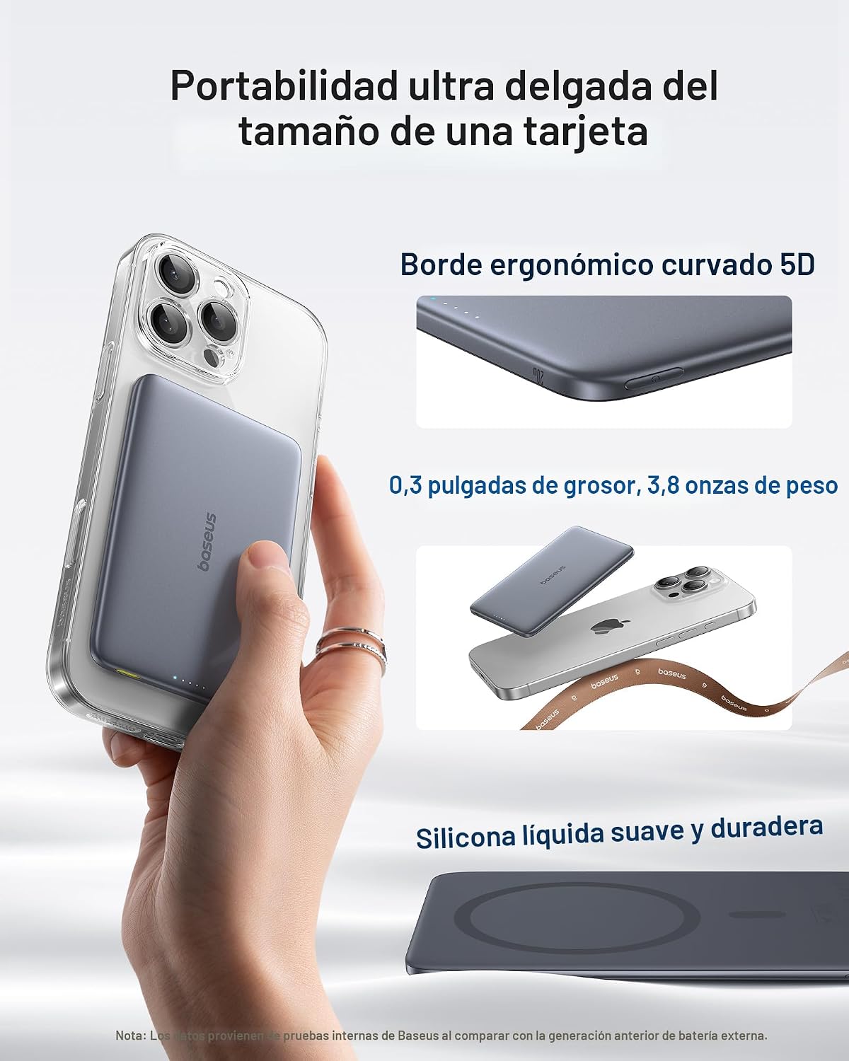 Baseus PicoGo Batería externa portátil MagSafe ultradelgada, 0,3 pu...