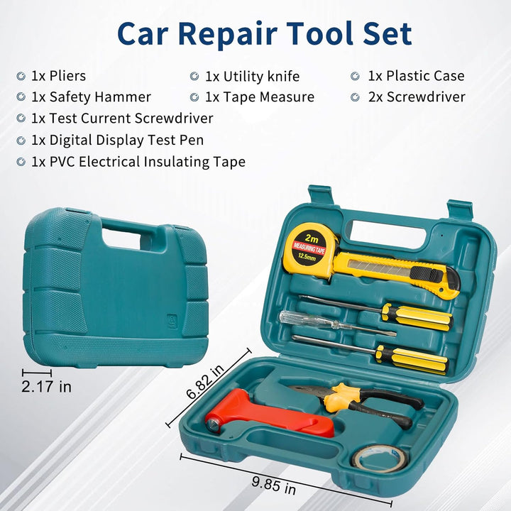 XOOL Kit de emergencia para automóvil con cables de puente, kit de...