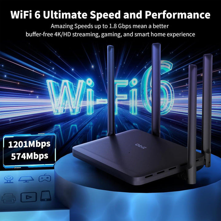 DBIT AX1800 Router WiFi 6 Router de Internet inalámbrico de doble b...