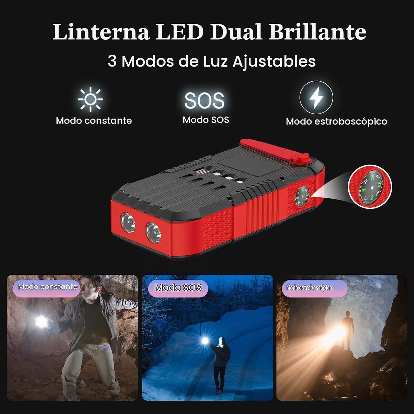 kigoker Banco de energía solar de 66800 mAh con manivela de mano in...