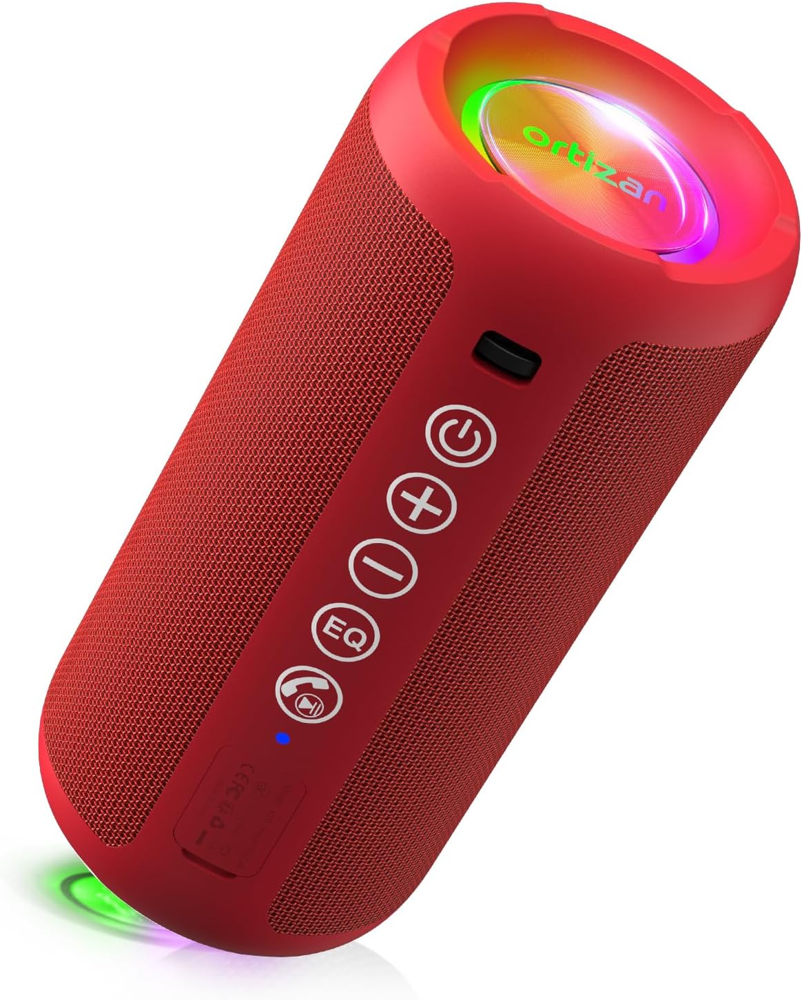 Ortizan Altavoz Bluetooth portátil: IPX7 impermeable, 24W sonido fuerte, Rojo Brillante