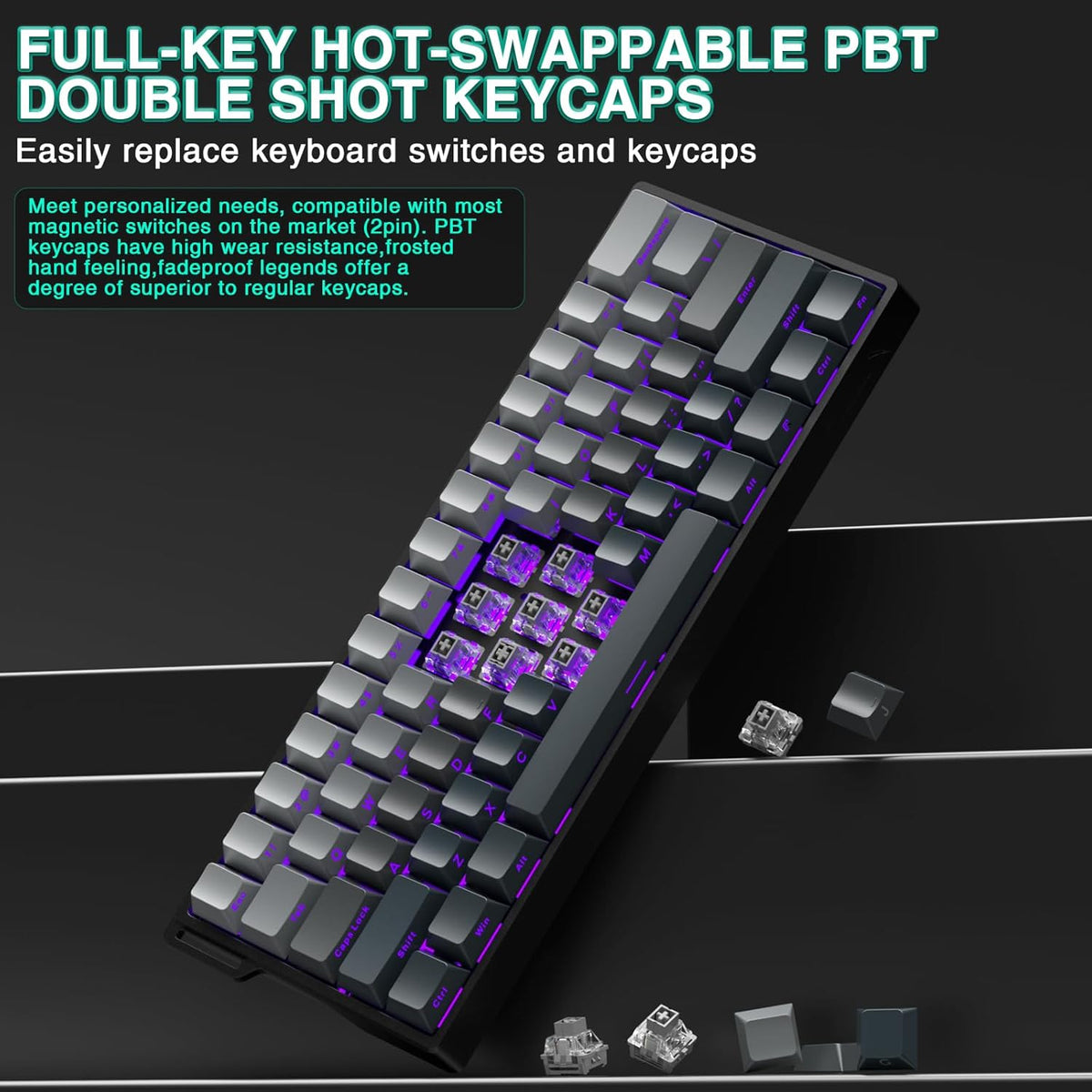 Aula WIN60 HE - 60% Teclado mecánico para juegos con cable, interru...