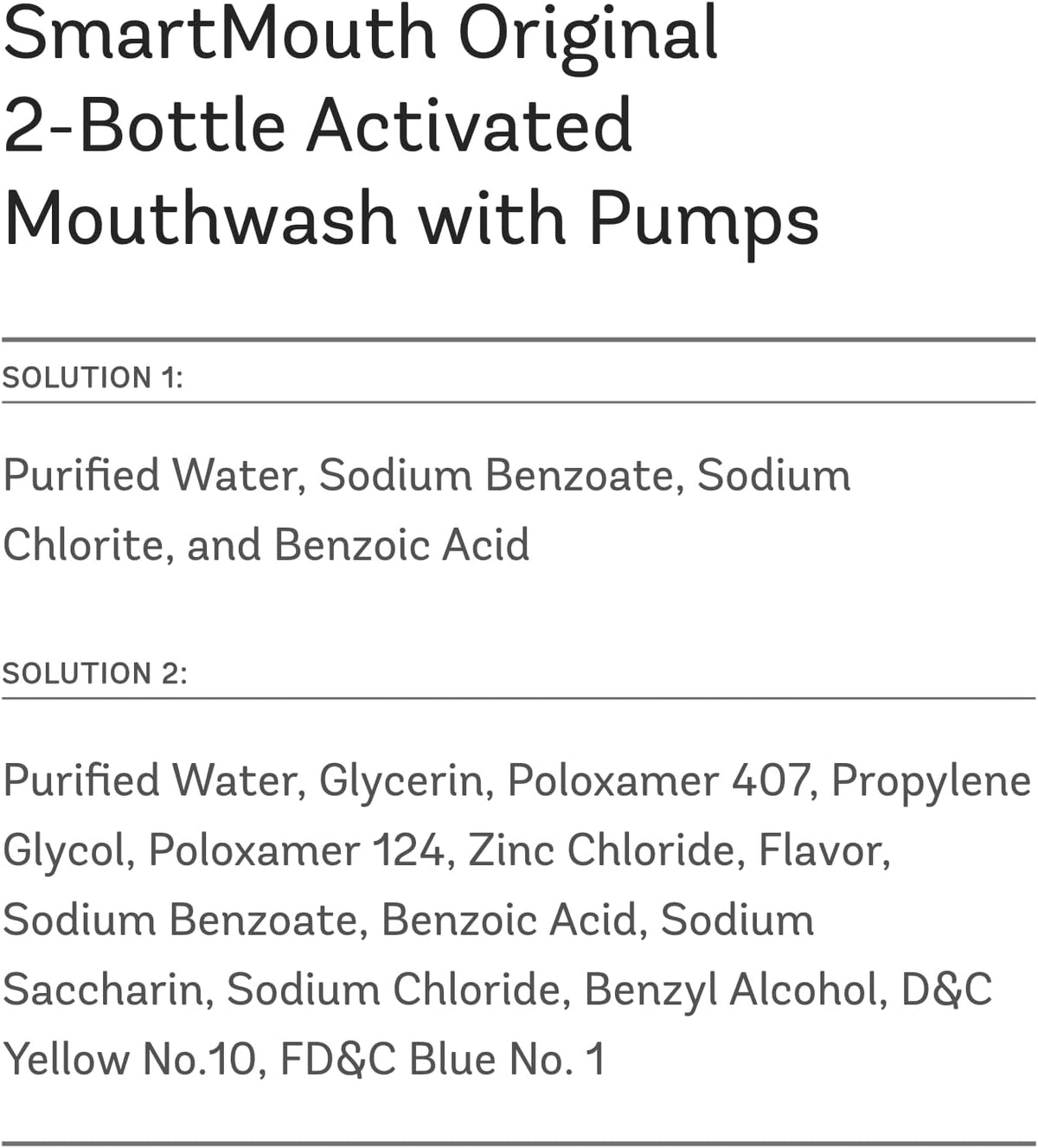 SmartMouth Enjuague bucal original activado con zinc de 2 botellas