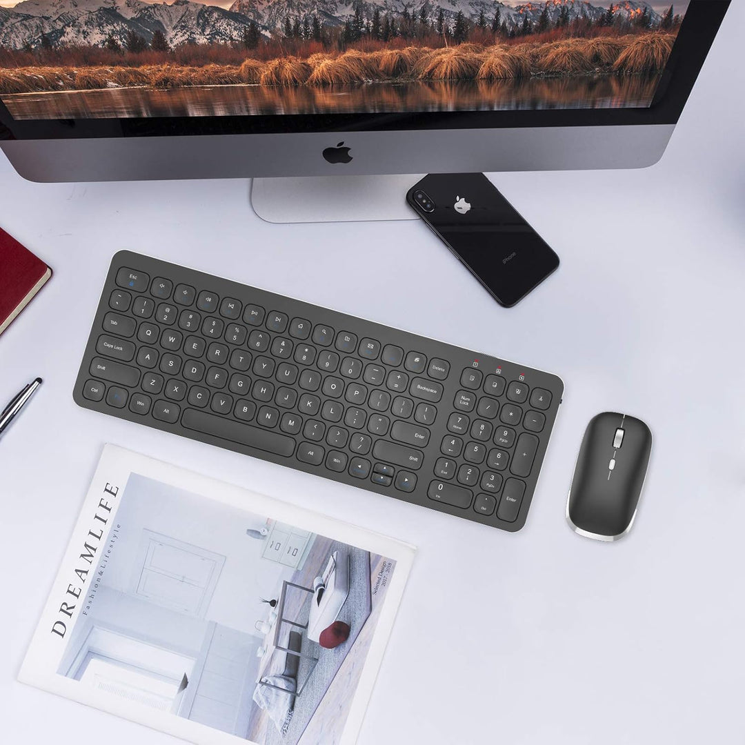 Cimetech - Juego de teclado y mouse inalámbricos compactos de tamañ...