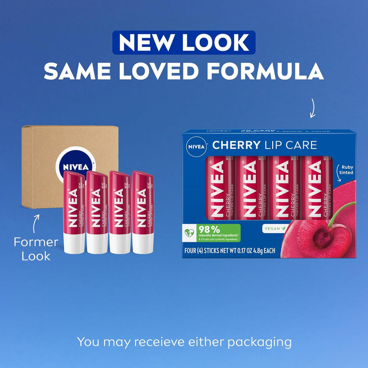 NIVEA Cherry Lip Care, paquete de bálsamo labial teñido de rubí con...