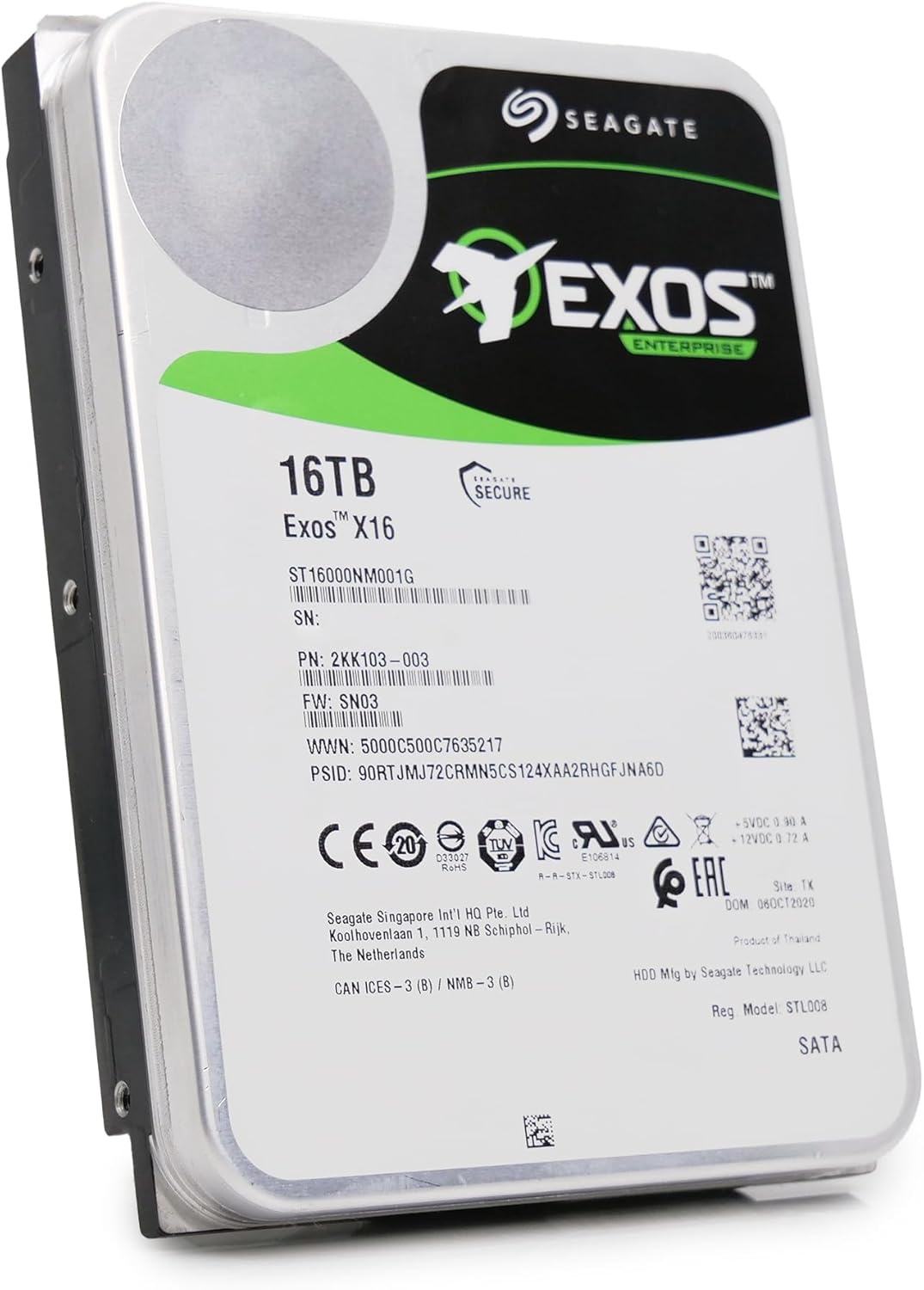 Seagate 16TB HDD Exos X16 7200 RPM 512e\/4Kn SATA 6Gb\/s 256MB cach...