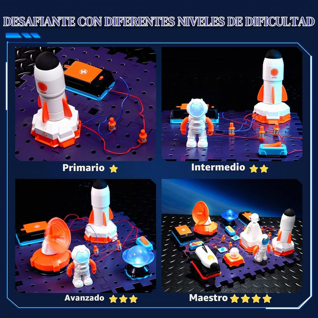 VATOS Kits de circuito de ciencia espacial para niños – Kit STEM de exploración electrónica de 31 piezas con más de 100 proyectos, lanzacohetes y astronauta iluminado | Juguete educativo de aprendizaje regalo para niños y niñas a partir de 6 años