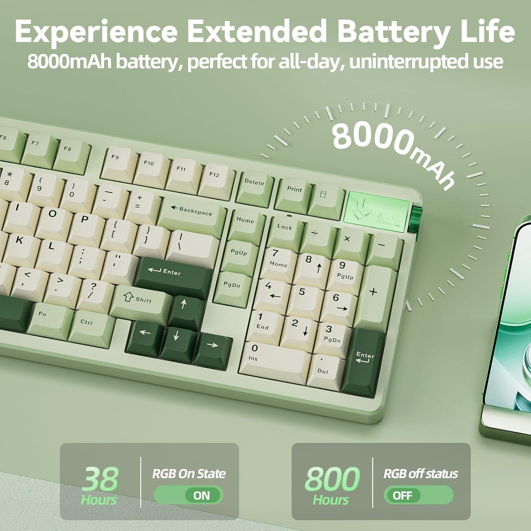 CORBOBO LEOBOG A98-96% Teclado mecánico inalámbrico, trimodo BT5.0\...