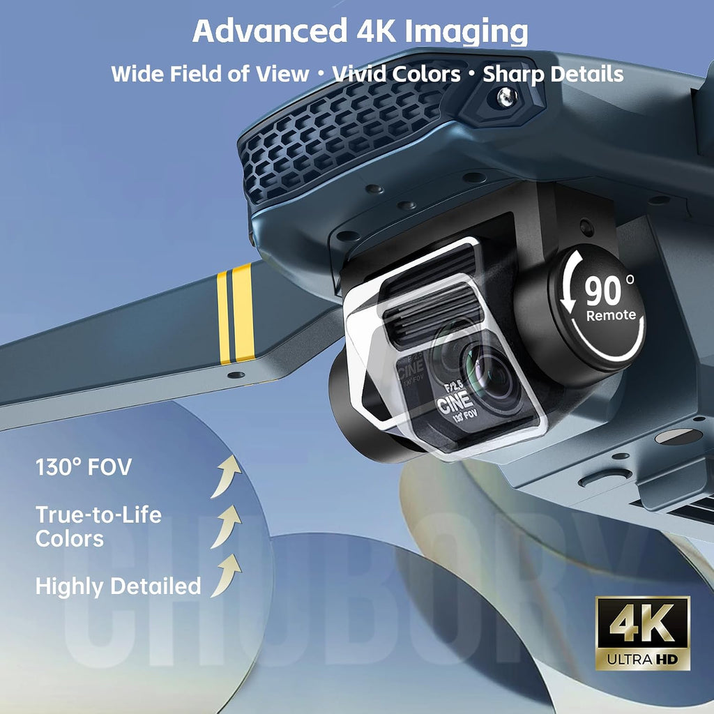 Drone 4K con cámara, tiempo de vuelo de 84 minutos, 3 baterías, cuadricóptero motor sin escobillas con rango de control de 2650 pies, vuelo automático, sígueme para principiantes