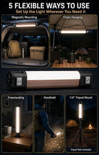 Paquete de 2 barras de luz LED magnéticas recargables para acampar