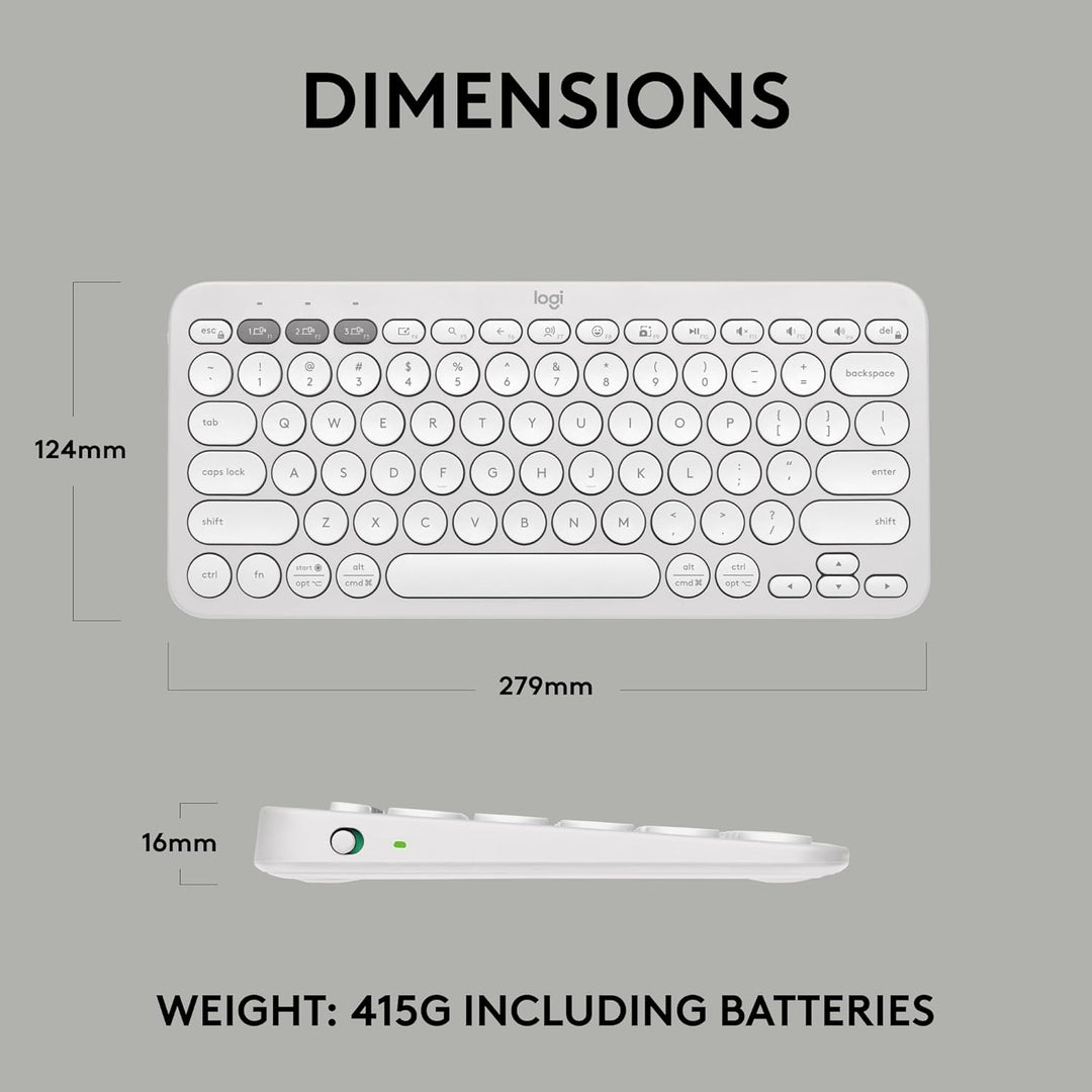 Logitech Pebble Keys 2 K380s, teclado inalámbrico Bluetooth multidi...