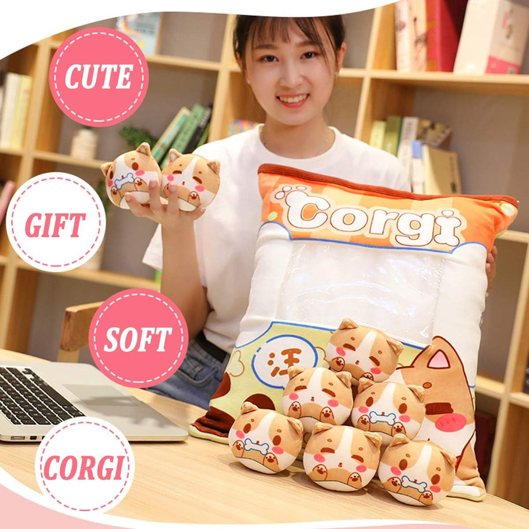 REFAHB Almohada de felpa con diseño de animales corgi, regalo para...