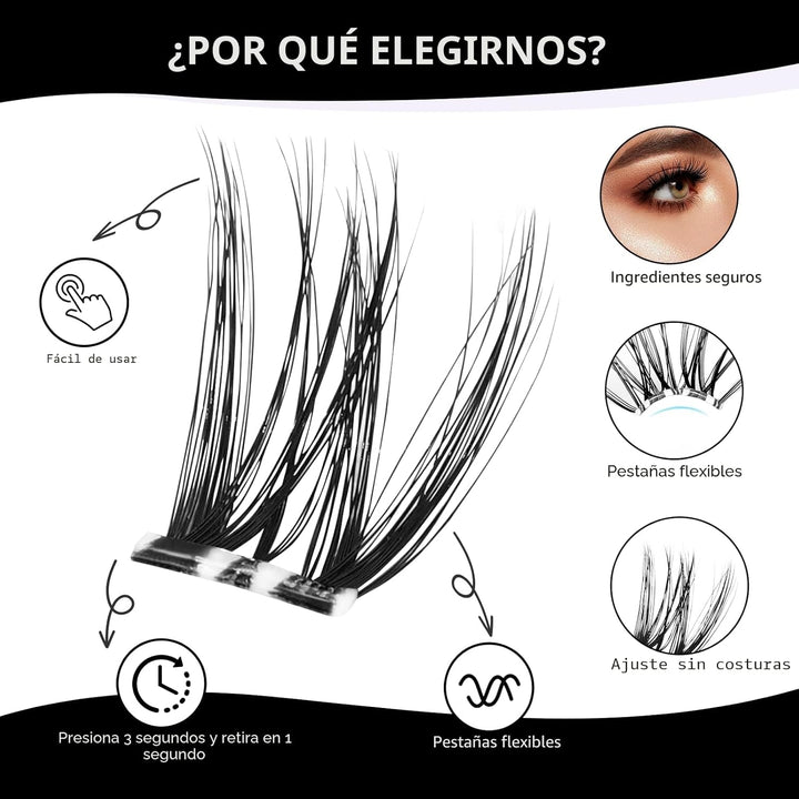 Kit de racimos de pestañas Wispy sin pegamento, 90 piezas de racimo...