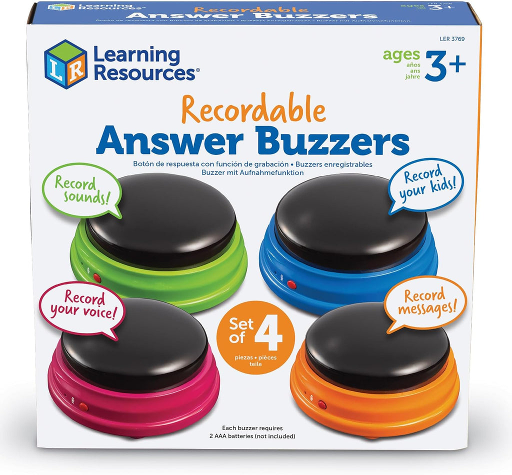 Learning Resources - Zumbadores de respuesta grabables, juego de 4