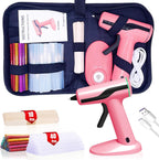 Kit de pistola de pegamento caliente inalámbrica MONVICT, pistola de pegamento rosa mini recargable USB-C con 40 piezas de barras de pegamento premium, 10 piezas de varillas para manualidades, estuche
