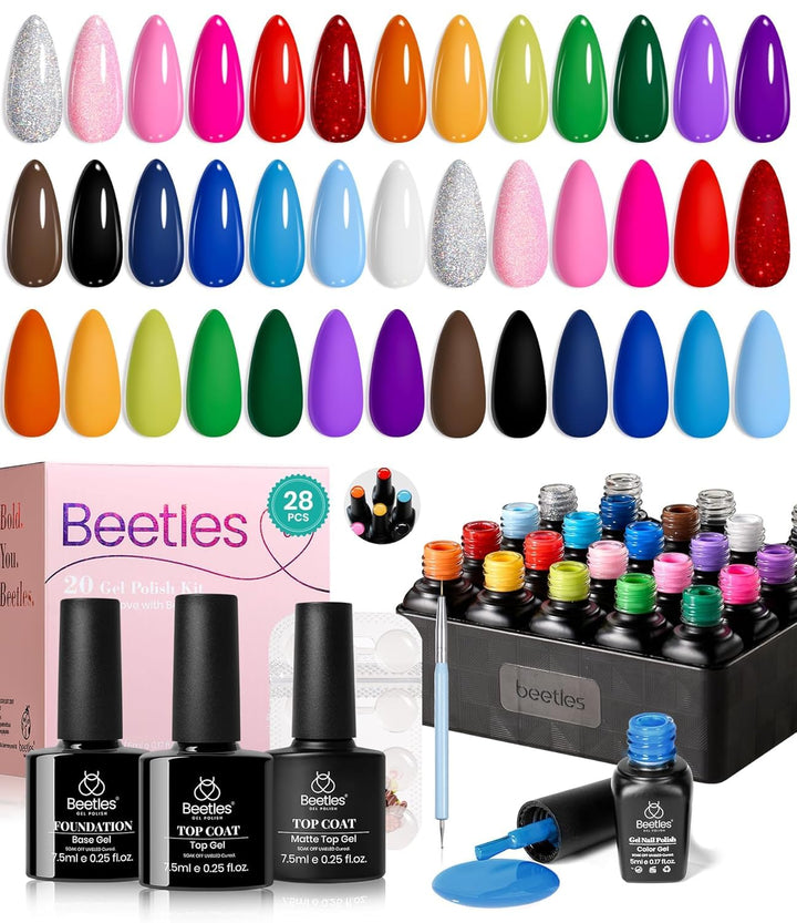 beetles Gel Polish Juego de 20 esmaltes de uñas de gel de color ros...