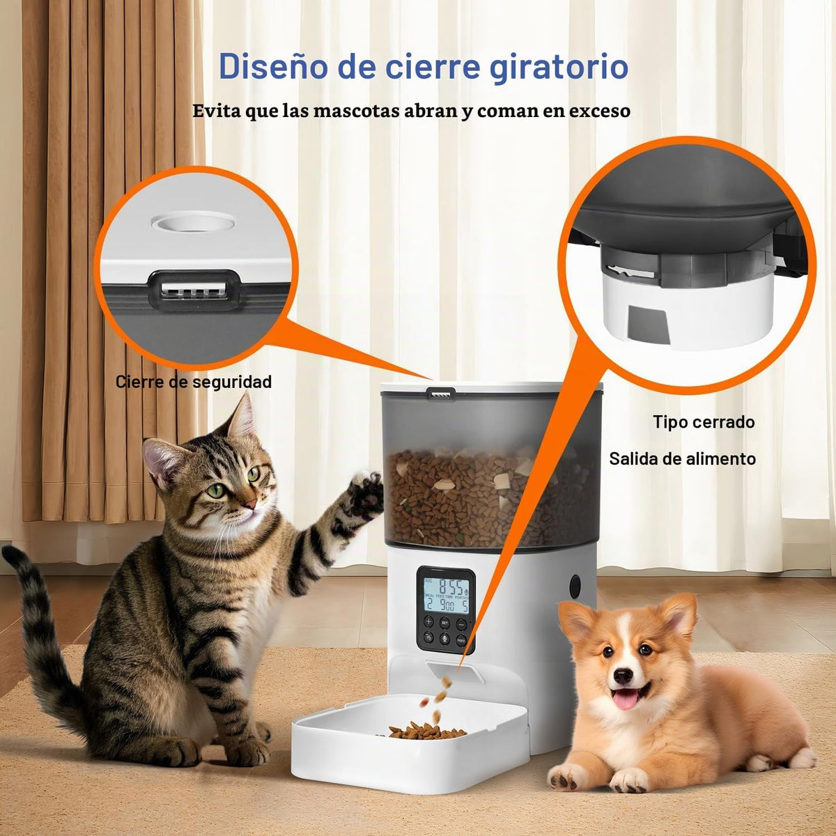 Comedero automático para gatos, dispensador de alimentos