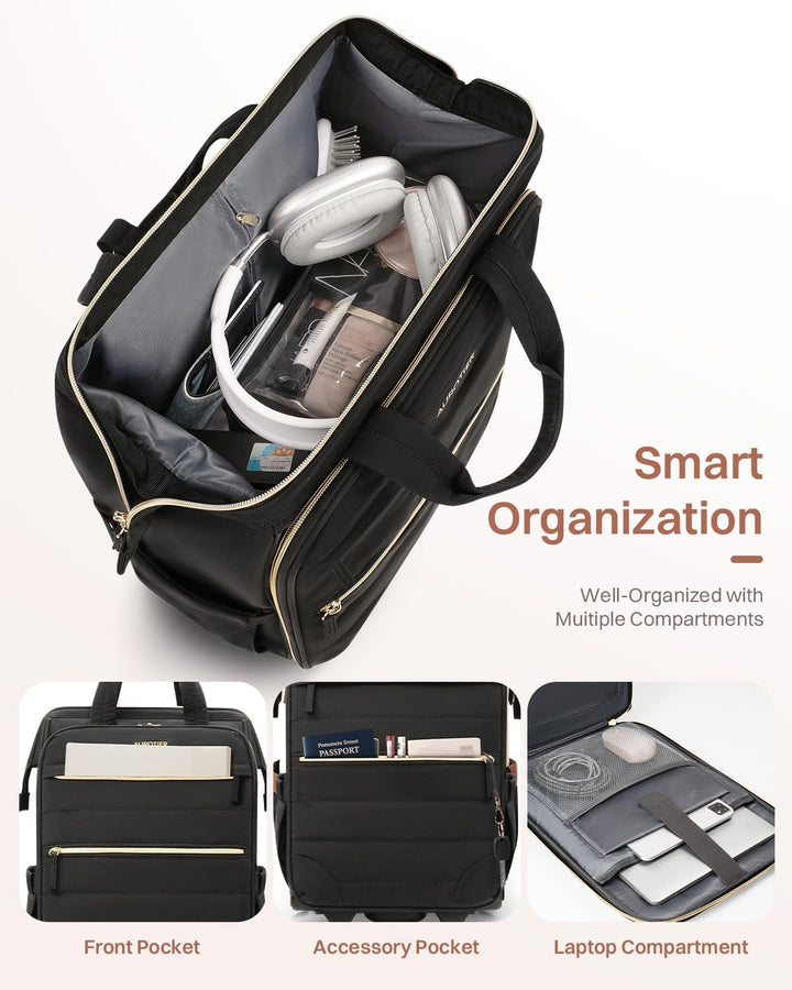 AUROTIER Mochila Puffer con Ruedas para Mujeres, Mochila de Viaje c...