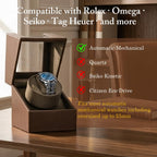 Mcbazel Caja Bobinadora Automática de Reloj de Cuero PU, Motor Silencioso con Enchufe, Caja de Exhibición y Almacenamiento para Relojes Automáticos