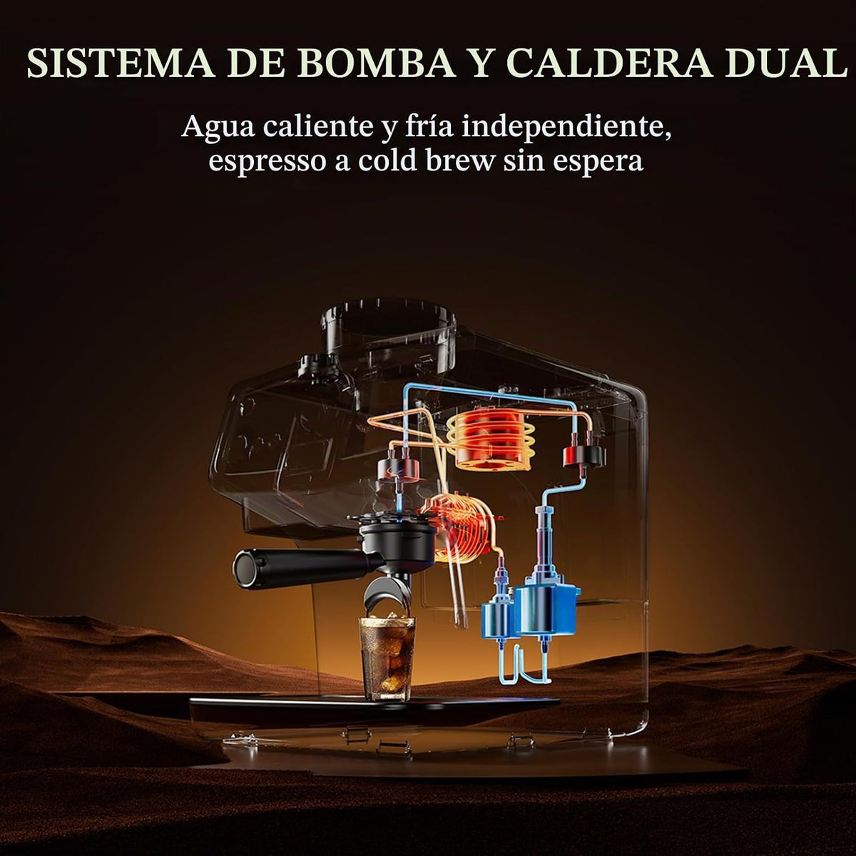 Máquina de café expreso con molinillo y espumador de leche | Café instantáneo de espresso a frío - Bomba doble | Apisonado automático y 2.283 in | 20 bar | PID | 35 ajustes | Varitas de