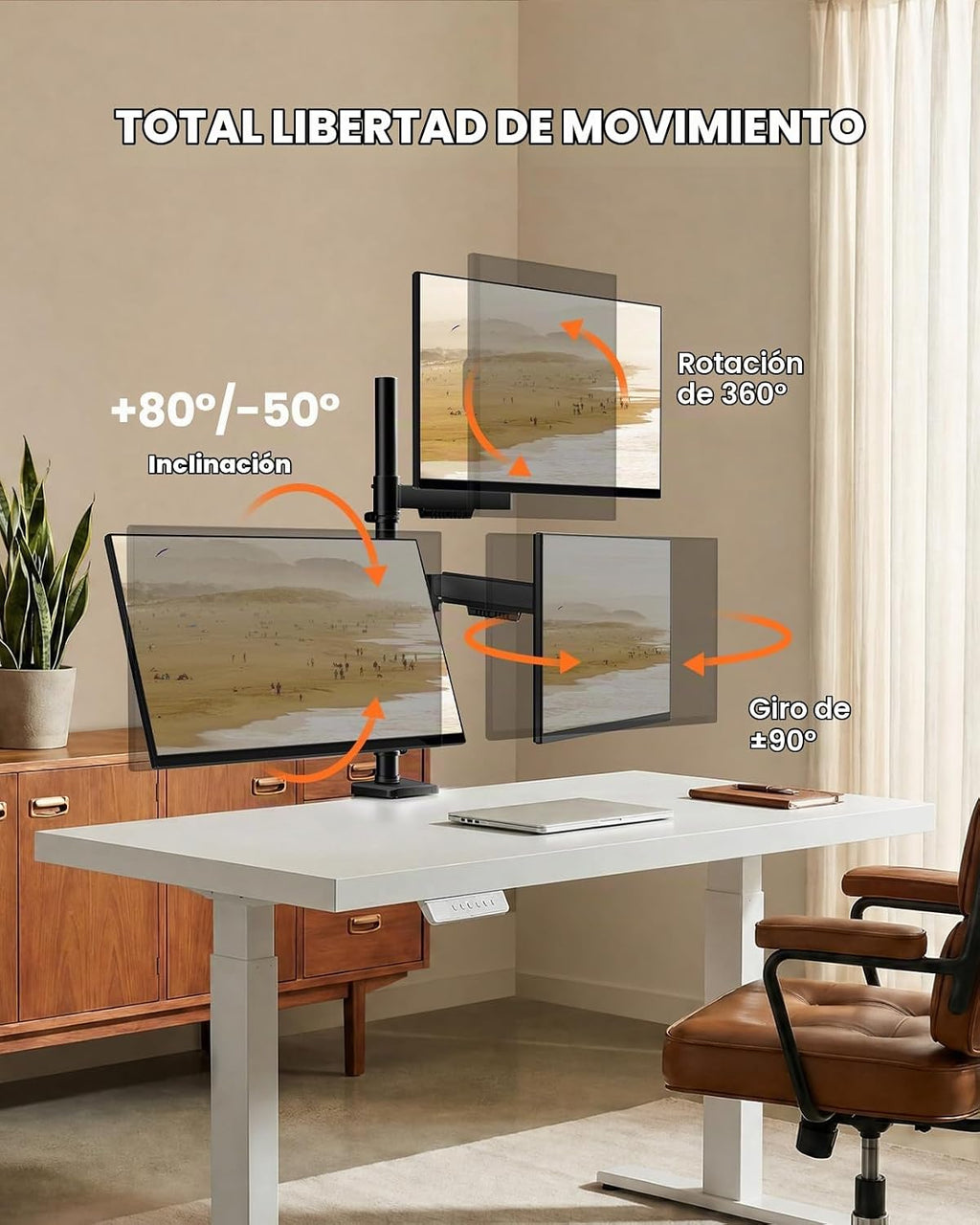 ErGear Soporte Triple para Monitores de 13 a 32 Pulgadas, 19.8 lb por Brazo