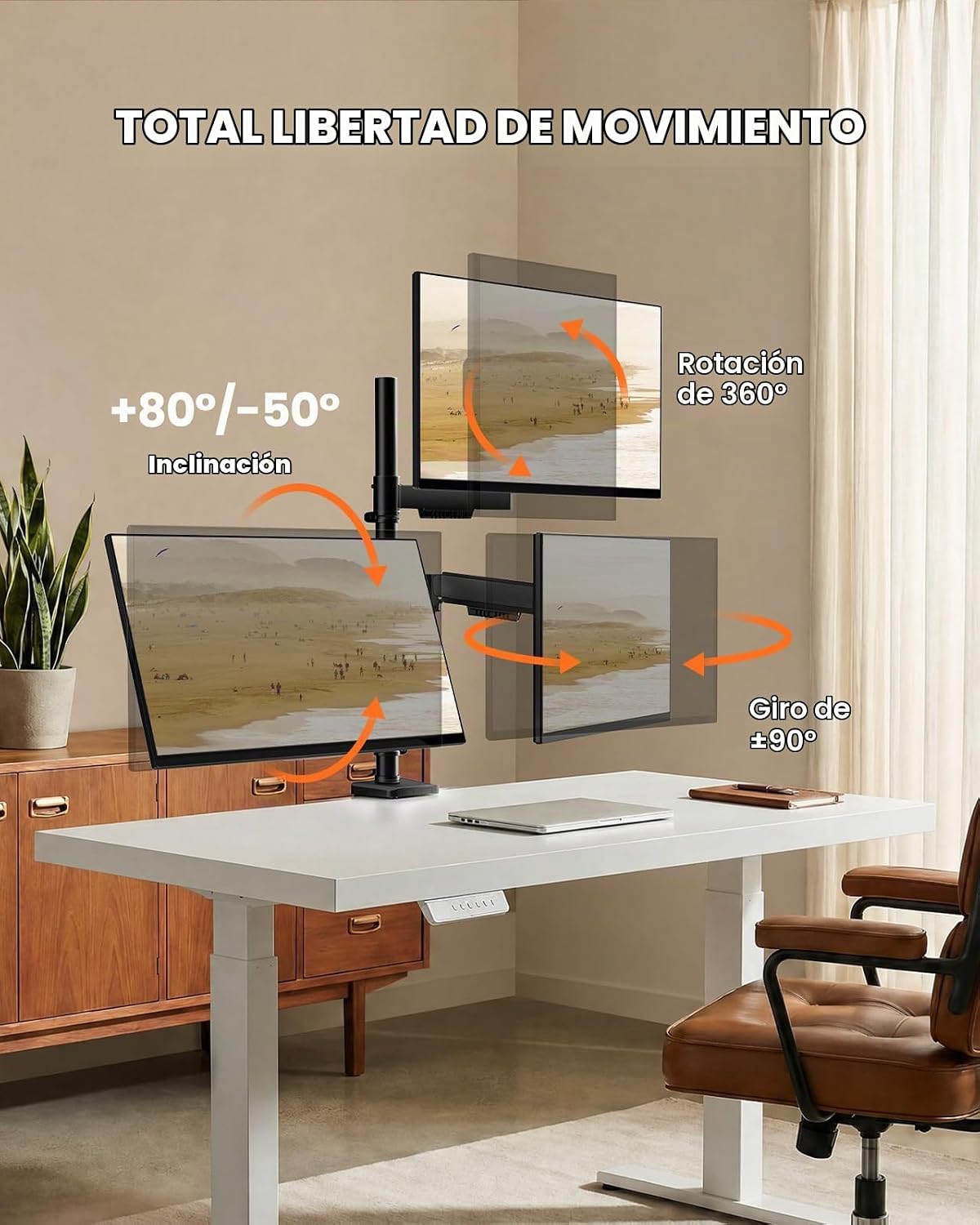 ErGear Soporte Triple para Monitores de 13 a 32 Pulgadas, 19.8 lb por Brazo