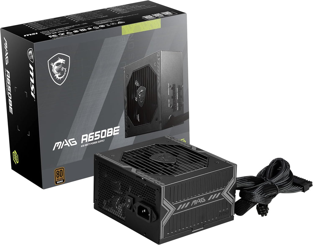 MSI MAG A650BE, Semi-Modular Compact 650W ATX Power Supply, 80+ Bronze, paquete de de 1