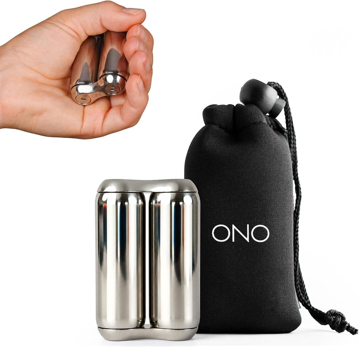 ONO Roller - Fidget Toy de mano para adultos | Ayuda a aliviar el estrés, la ansiedad y la tensión | Promueve la concentración y la claridad | Diseño compacto y portátil (Natural, tamaño mini - Acero inoxidable)