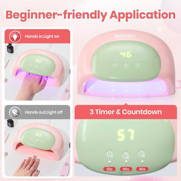 Beetles - Lámpara de uñas UV, luz de uñas de gel rosa caramelo con...