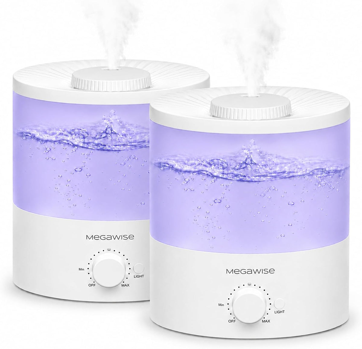 MEGAWISE Paquete de 2 humidificadores de niebla fría, tanque de 2 litros