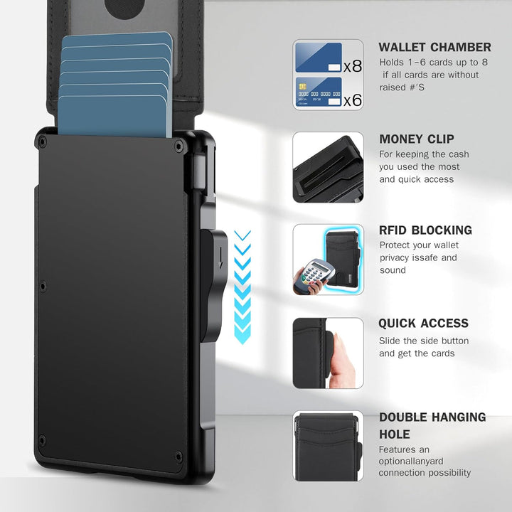 umoven Cartera para hombre \u2013 con clip para dinero, ranuras de...