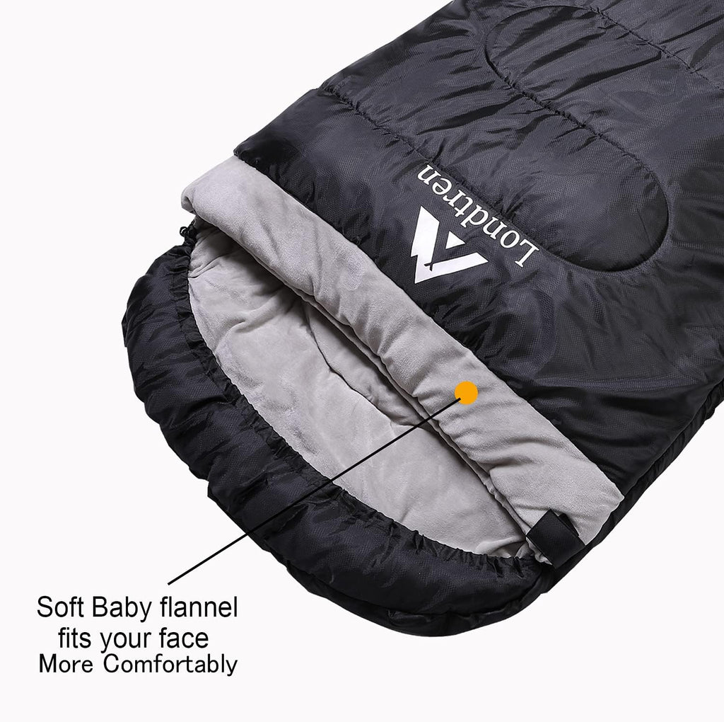 Londtren - Sacos de dormir grandes de 0 grados para adultos, saco de dormir para clima frío, para camping, invierno, por debajo de cero, 20 15, de franela, grande y alto, XXL