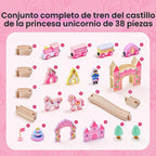 Tiny Land Juego de tren de madera para niñas, juego de tren de princesa