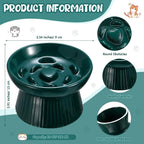 Tioncy - Cuenco elevado de cerámica para gatos (2 unidades), color verde