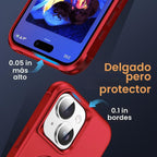 SKYLMW Funda compatible con iPhone 15 con soporte magnético O-Ring invisible de grado militar para iPhone 15 de 6.1 pulgadas [compatible con Mag-Safe] [Gran sensación de agarre], color rojo