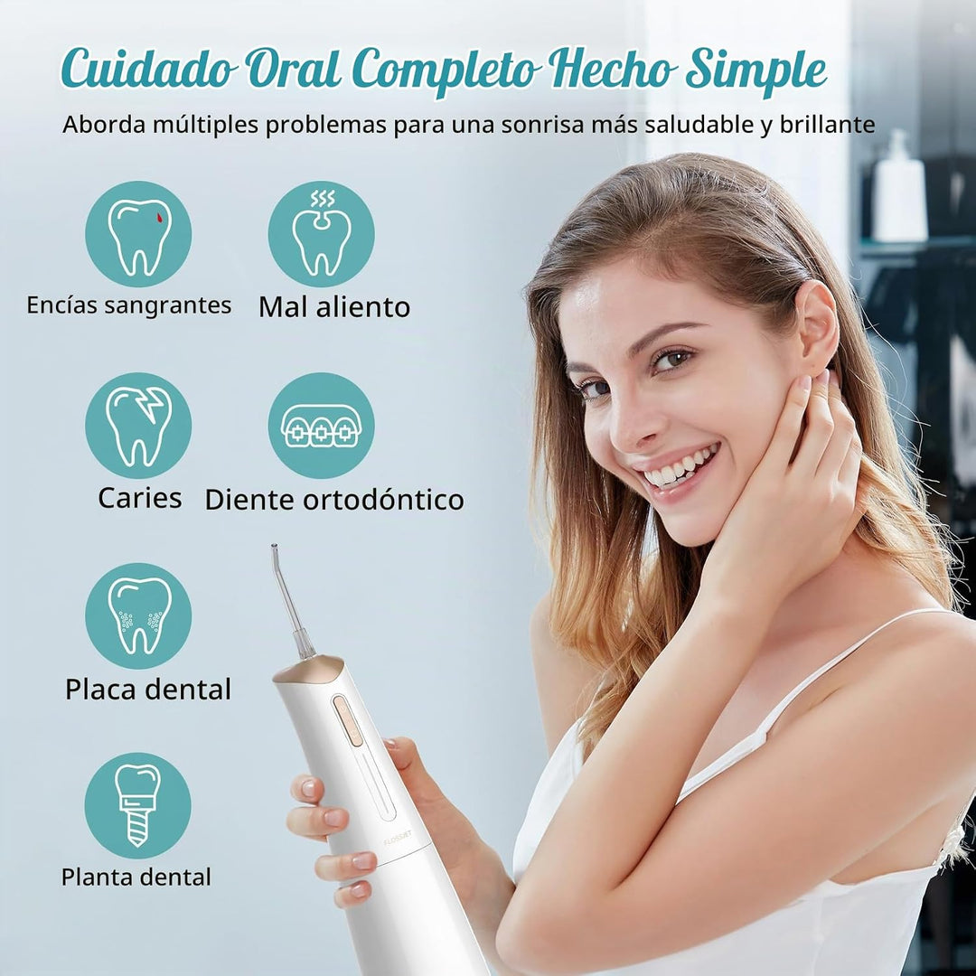 FlossJet - Irrigador dental inalámbrico con hilo dental de agua, ir...