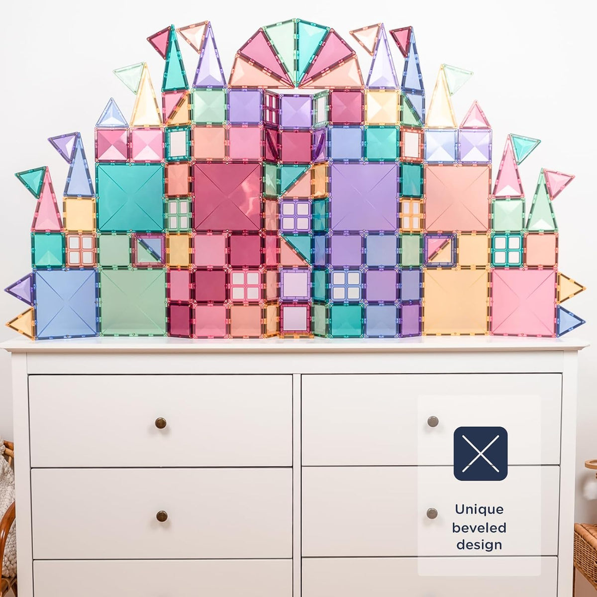 CONNETIX Paquete creativo de azulejos magnéticos pastel, 120 piezas