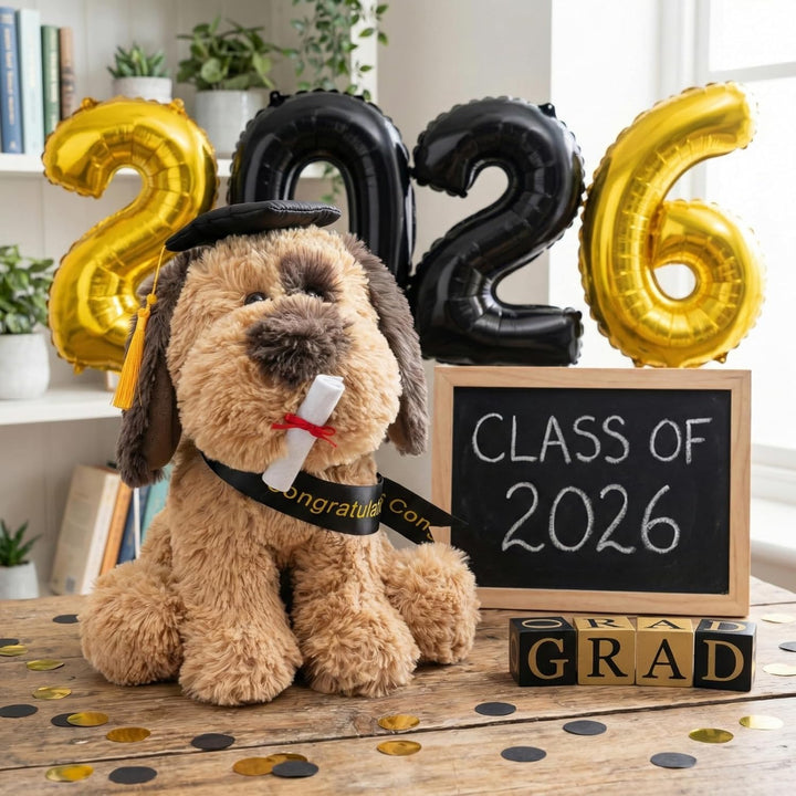 WEIGEDU Juguete de peluche de graduación de cachorro con birrete do...