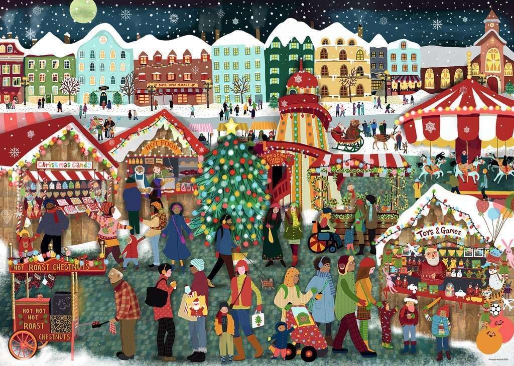Ravensburger - Christmas Market - Rompecabezas de 1000 Piezas - Encuentra Regalos Preciosos en Este Encantador Mercado Rural - Detalle Impresionante - Calidad Premium - Edades 12+