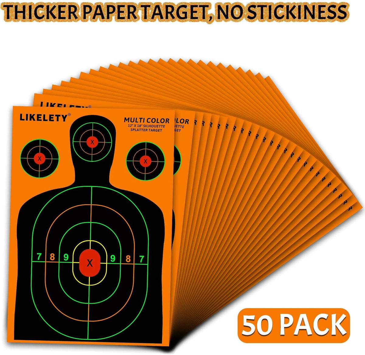 12x18 Inch Splatter Shooting Targets, Multiple Colors Effect, 10/25/50 Pack