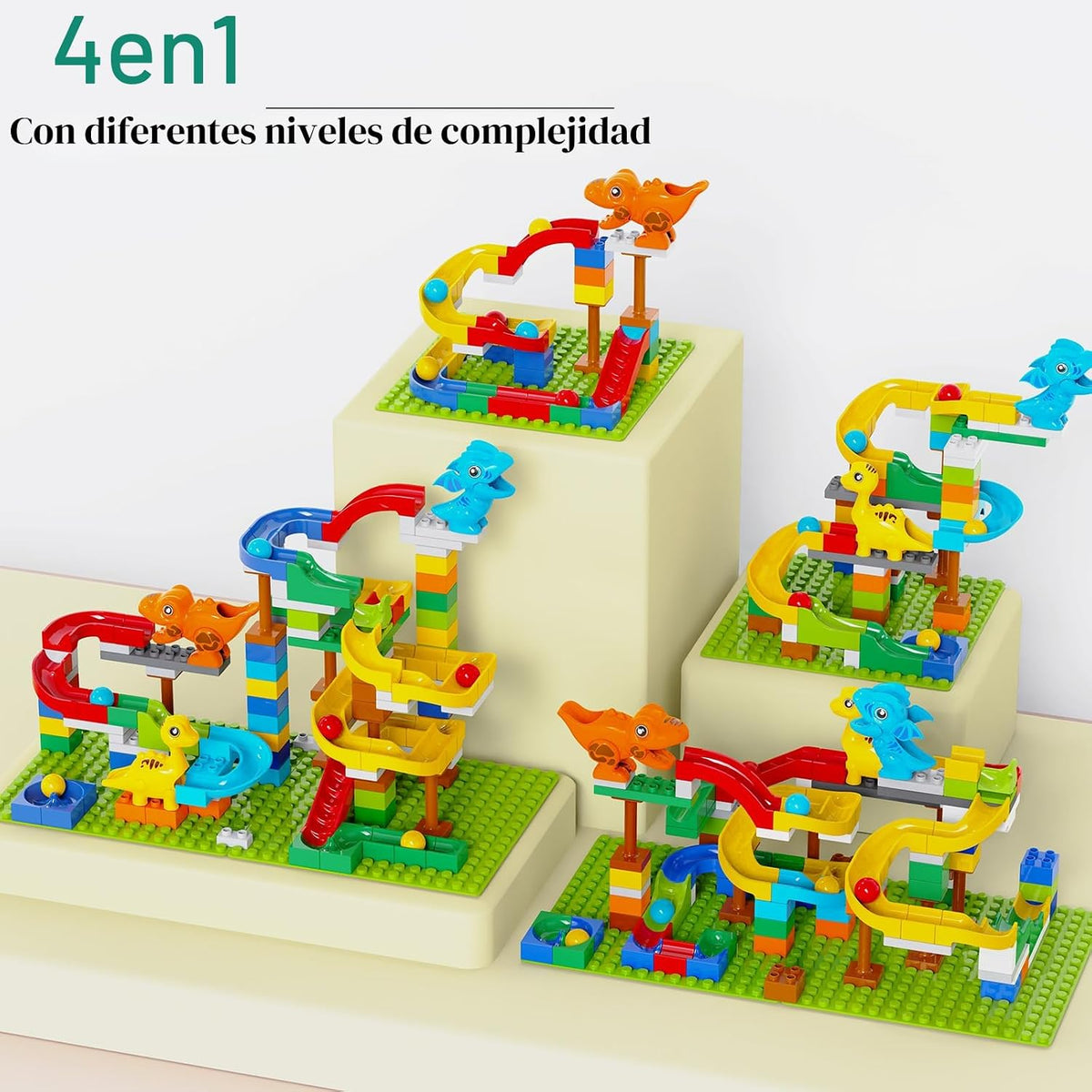 Klobroz Dinosaur Marble Run, bloques de construcción para niños pequeños de